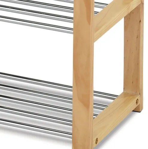 Cipőtartó állvány 4 szintes, natúr, 80 x 30 x 73cm, 4 emelet