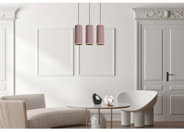 Láncos lámpa AVALO 3xE27/60W/230V rózsaszín/rez