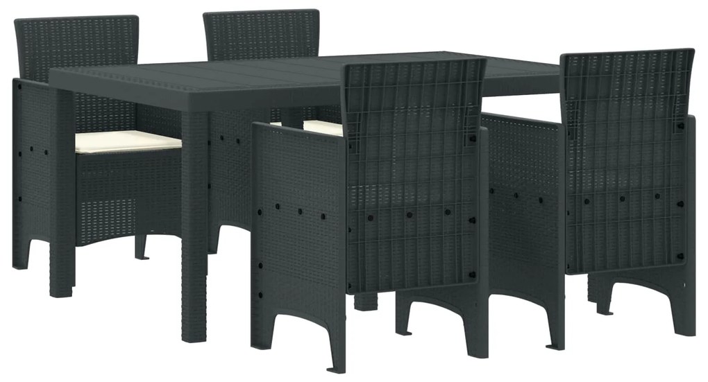 vidaXL Kert étkező szett 5 pcs Antracit Polt rattan