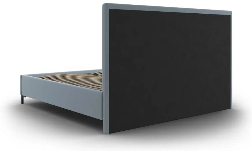 Világoskék kárpitozott ágyneműtartós franciaágy ágyráccsal 200x200 cm Casey – Mazzini Beds