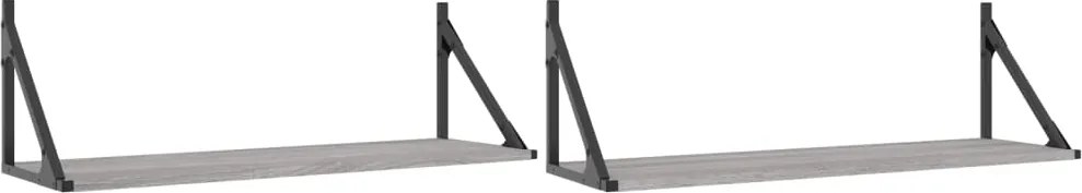 vidaXL 2 db szürke sonoma színű szerelt fa fali polc 80 x 25 x 25,5 cm