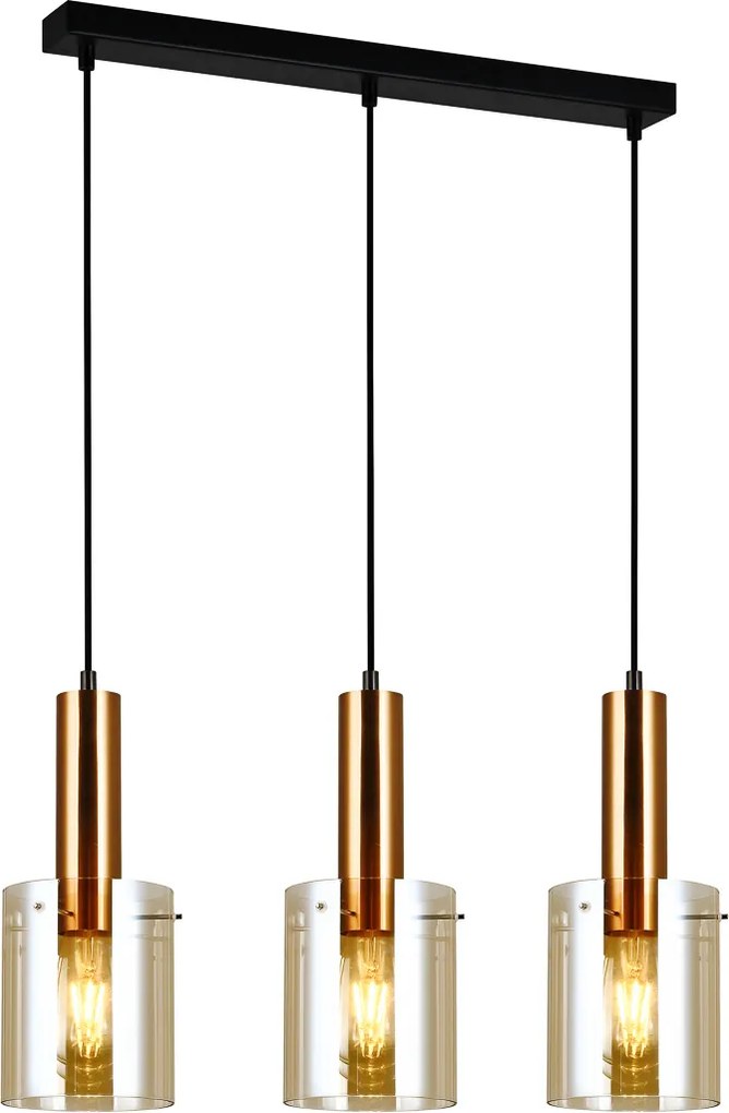 Italux glamour modern függeszték sardo borostyán sárgaréz itxpnd-5581-3-bro+am