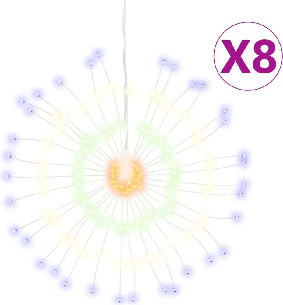 vidaXL 8 db karácsonyi többszínű csillagfény 140 db LED 17 cm