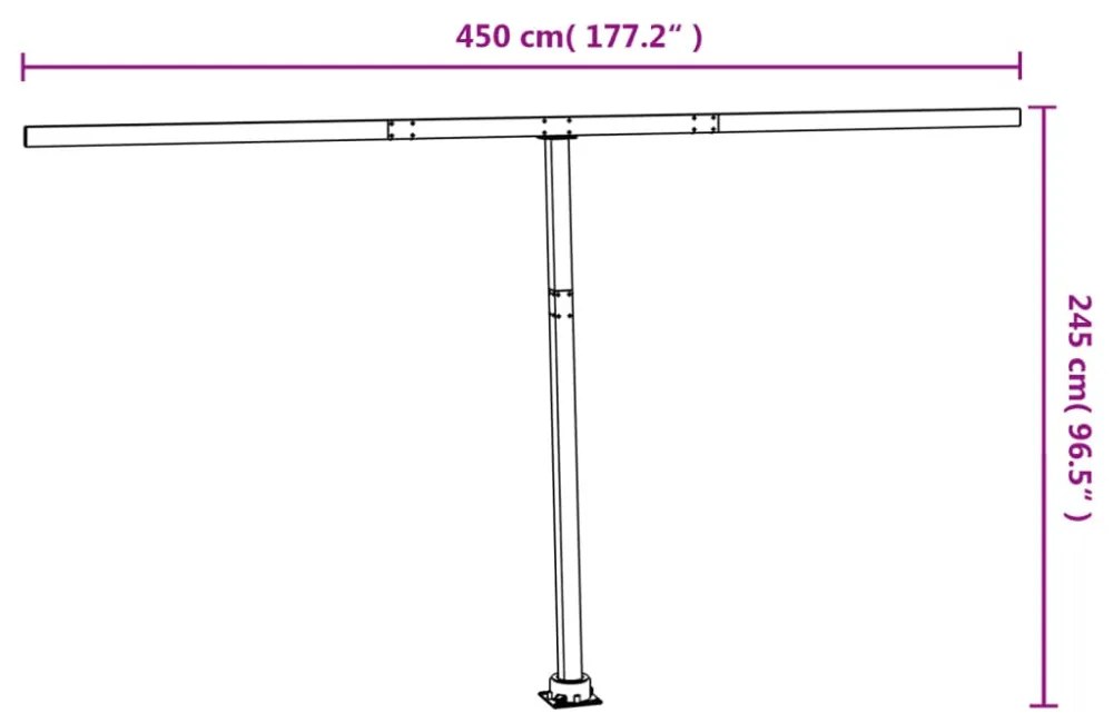 fehér vas napellenzőrúdszett 450 x 245 cm