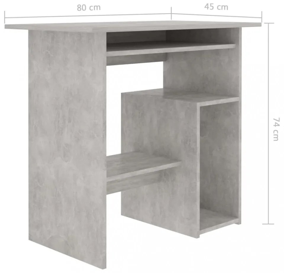 betonszürke szerelt fa íróasztal 80 x 45 x 74 cm