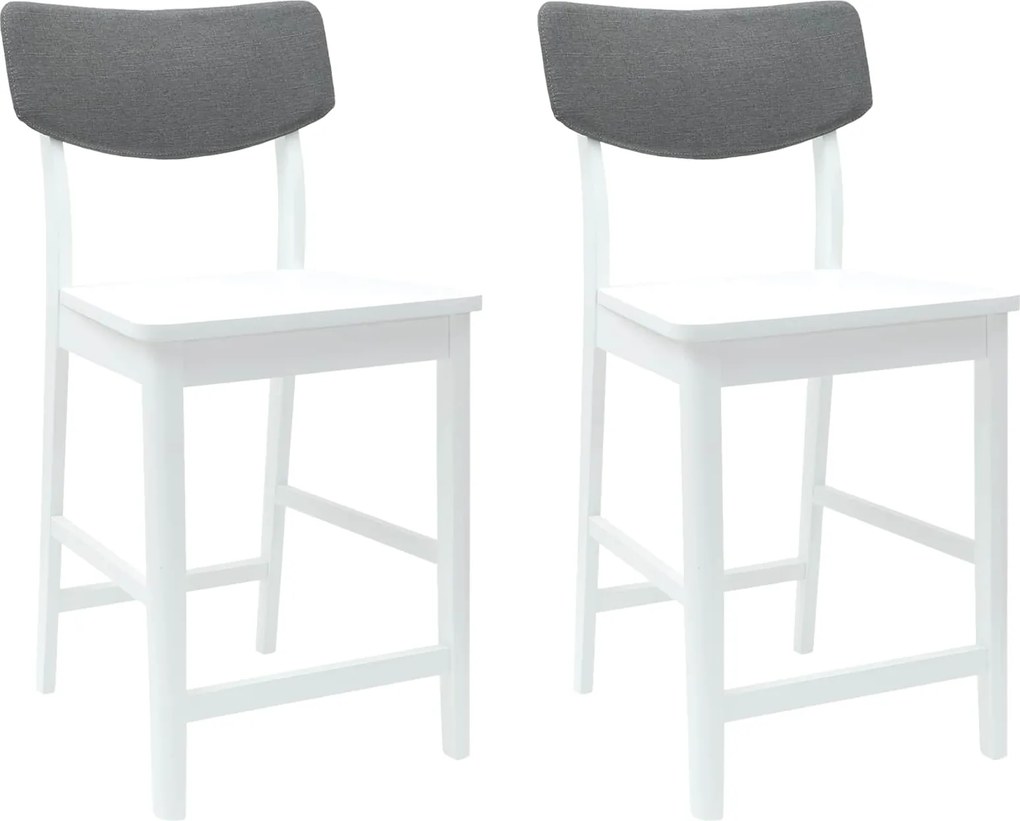 vidaXL Étkező Székek 2 pcs Fehér 48 x 49 x 95 cm Tömör Gumi Fa