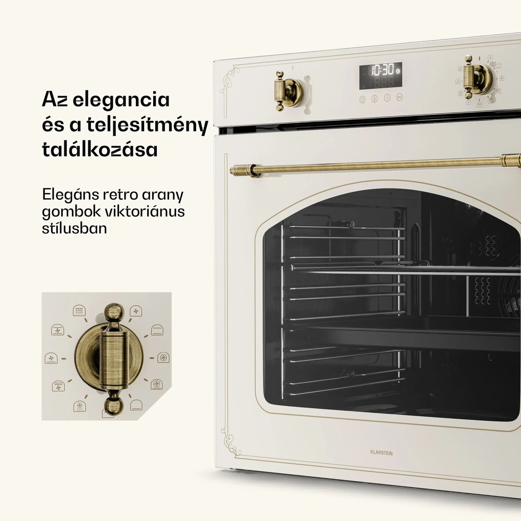 Klarstein Victoria Pyro-sütő | Elektromos tűzhely pirolízis funkcióval | 3150 W | 76 l | 60 cm