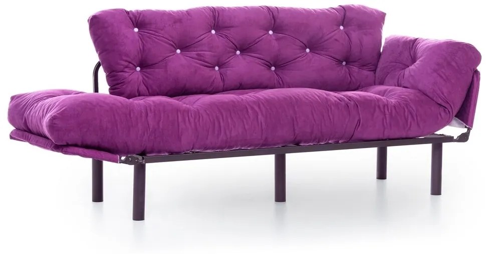 Kanapéágy Nitta Triple, Futon, 3 ülőhely, 225x70 cm, fém, lila