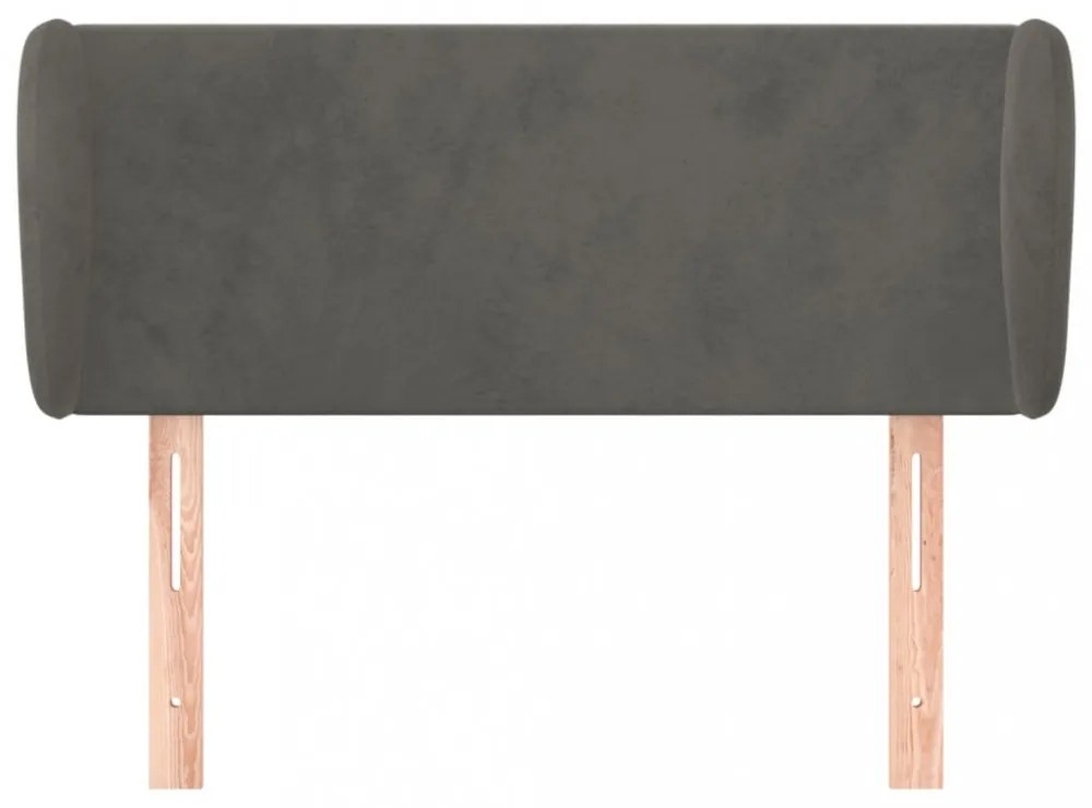 sötétszürke bársony fejtámla szárnyakkal 103x23x78/88 cm