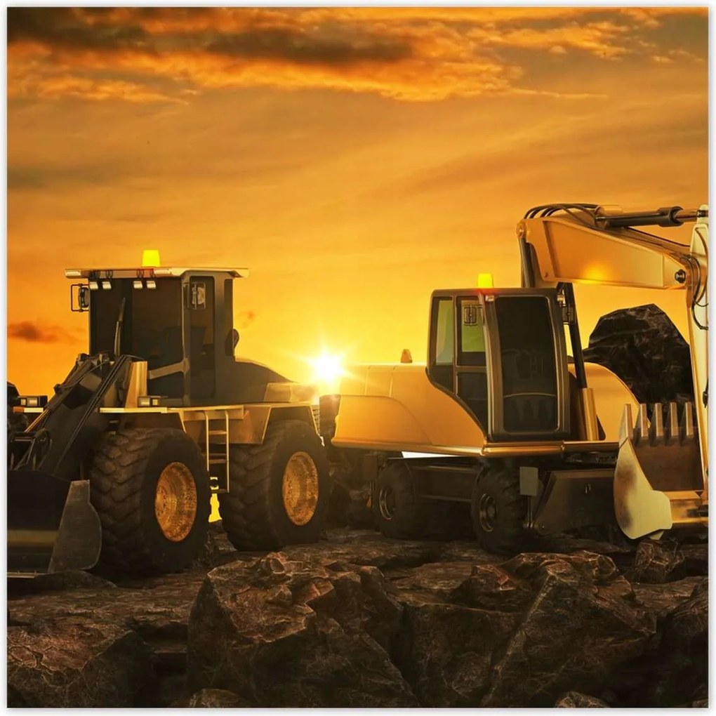 Poszterek 140x140 Kotrógép naplemente