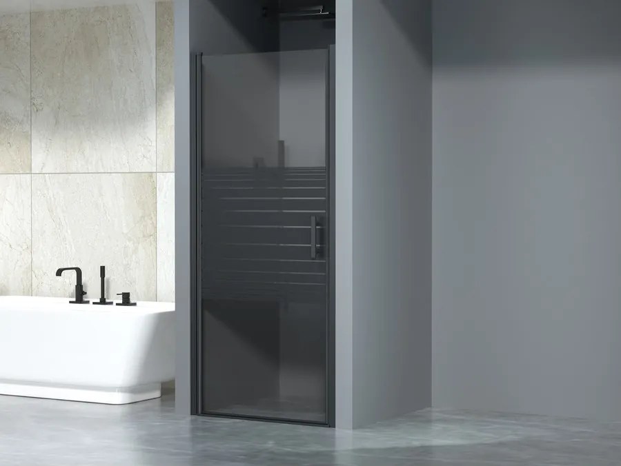 Madeira || Black Pattern 90 nyíló zuhanyajtó, 190cm, 6mm, NANO