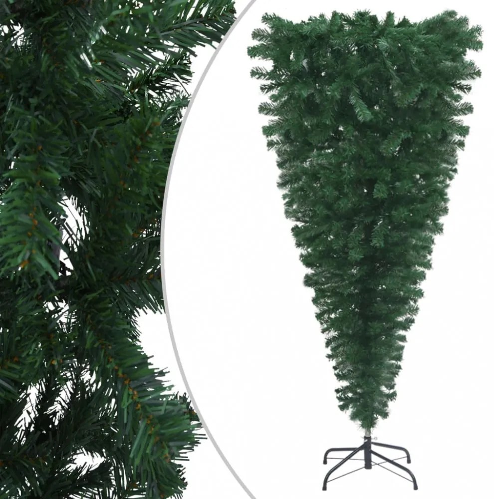 zöld fejjel lefelé fordított műkarácsonyfa állvánnyal 120 cm