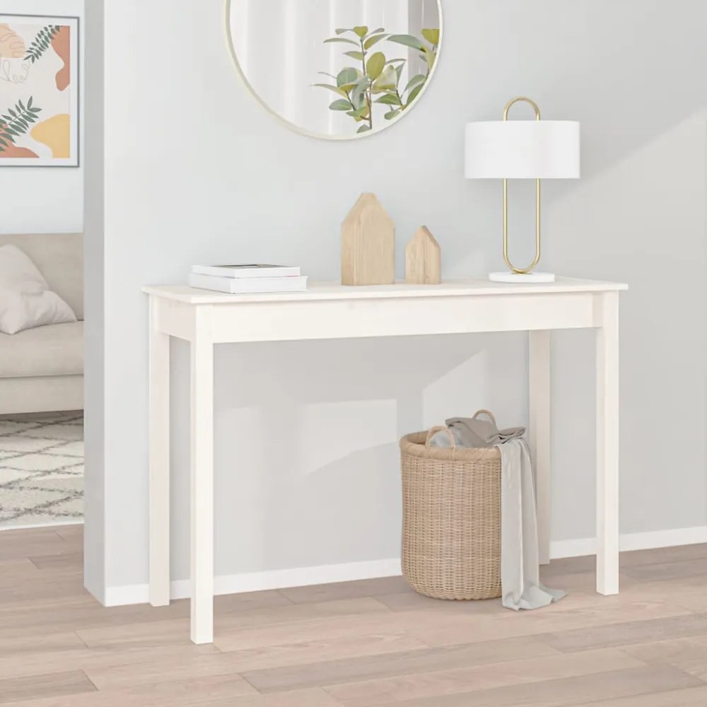 fehér tömör fenyőfa tálalóasztal 110 x 40 x 75 cm