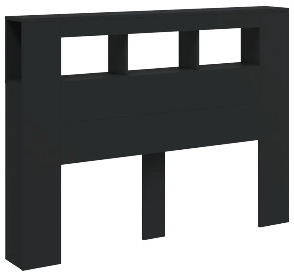 fekete szerelt fa LED-es fejtámla 140x18,5x103,5 cm