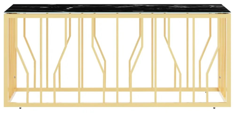 aranyszínű üveg és rozsdamentes acél dohányzóasztal 110x45x45cm