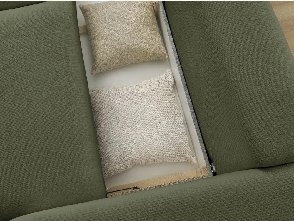 Zöld kinyitható-tárolóhelyes kanapé 265 cm Ezechiel – Bobochic Paris