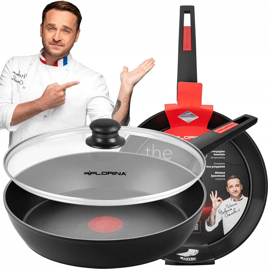 Hagyományos Serpenyő Alumínium Tapadásmentes 28cm Indukciós Fedő