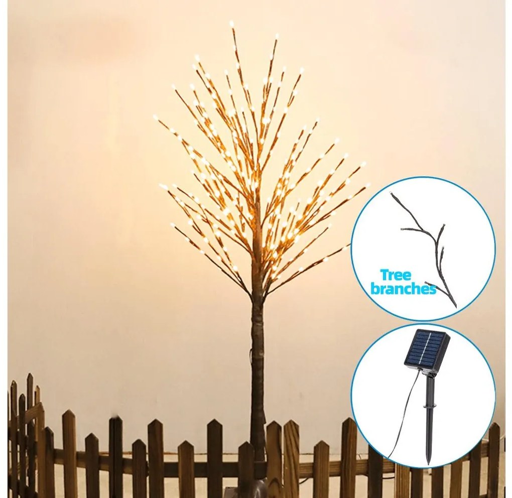 Aigostar B.V. Aigostar LED napelemes dekoráció 64 LED, 3,2 m, IP65, meleg fehér fa B1020137W