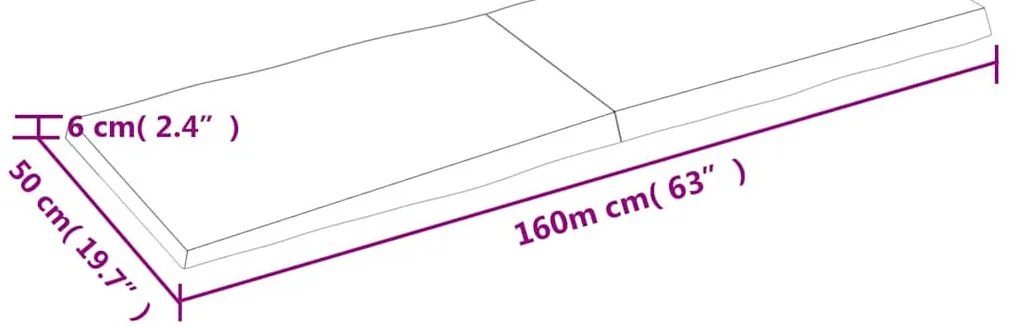 kezeletlen tömör fa asztallap 160x50x(2-6) cm
