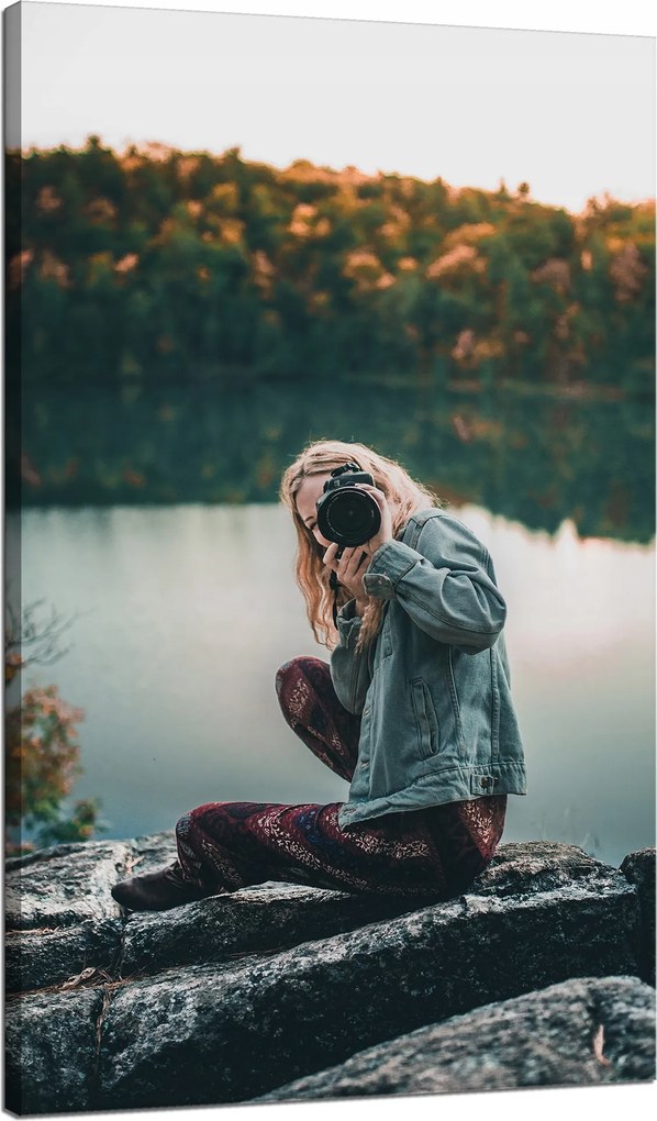 Vászonkép Emberek Nő fényképezőgéppel 70x120 cm