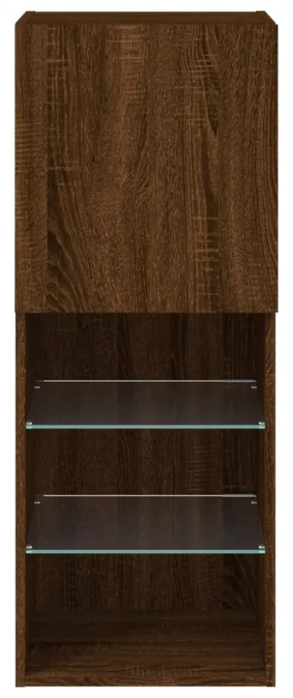 barna tölgyszínű TV-szekrény LED lámpákkal 40,5 x 30 x 102 cm