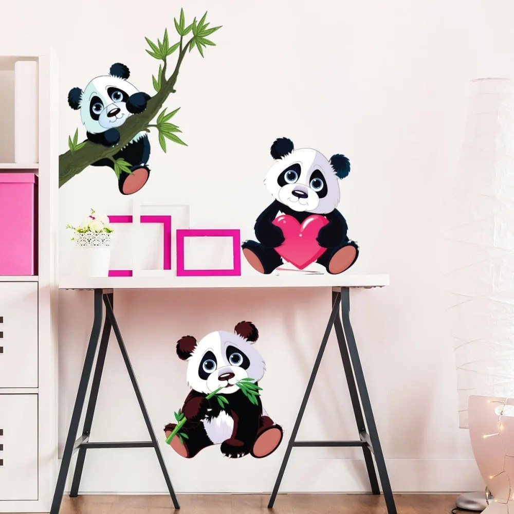 Panda 3 db-os gyerek falmatrica szett - Ambiance