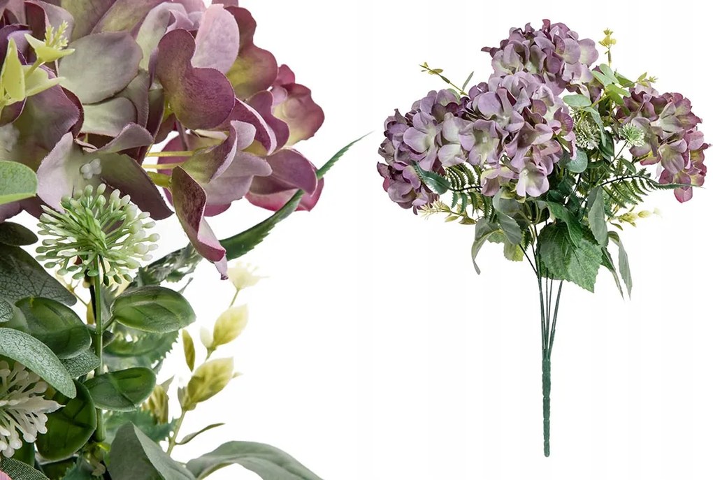 Mesterséges hortenzia csokor 48 cm – Rózsaszín virágok, dekoráció 319707PU