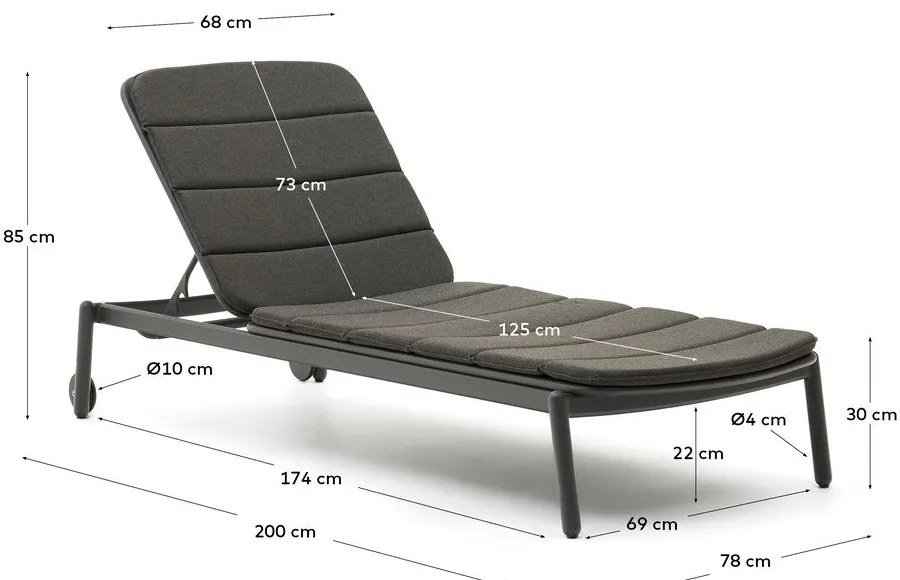 Fekete fém kerti napozóágy Marcona – Kave Home