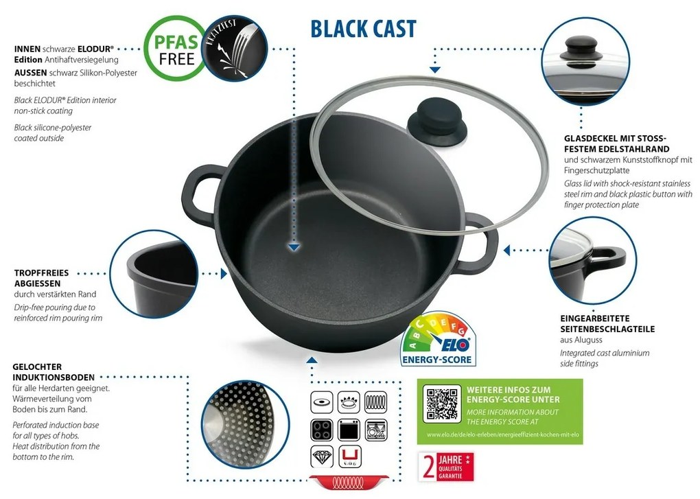 Elo 62440 Basic 4 részes alumínium edénykészletBlack Cast