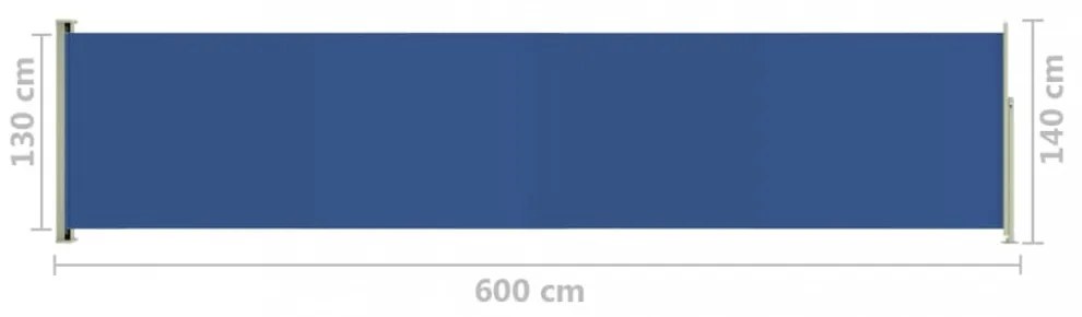 kék kihúzható oldalsó terasznapellenző 140 x 600 cm