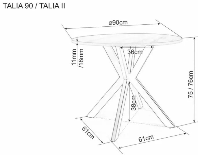 Talia II étkezőasztal kerek 90cm tölgy