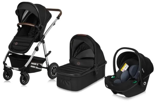 Lionelo - Kombinált 3 az 1-ben babakocsi AMBER fekete ezüst