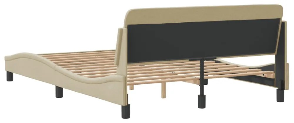 krémszínű szövet ágykeret Dover 140 x 200 cm