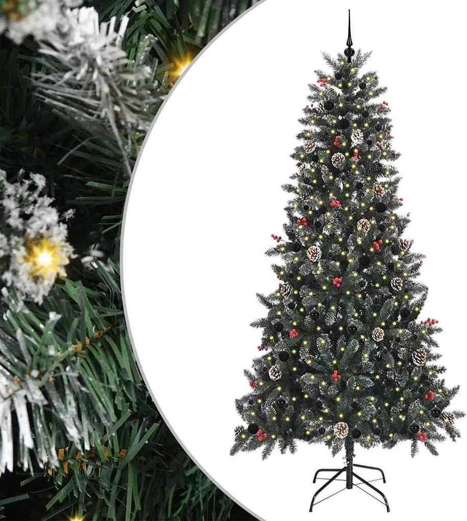 vidaXL Mű karácsonyfa 300 LED-del Zöld 240 cm PVC és Műanyag és Acél