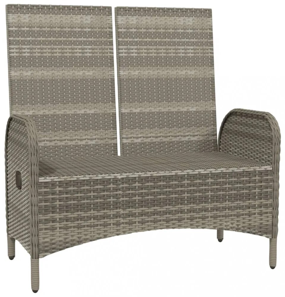 szürke polyrattan dönthető kerti pad párnákkal 107 cm