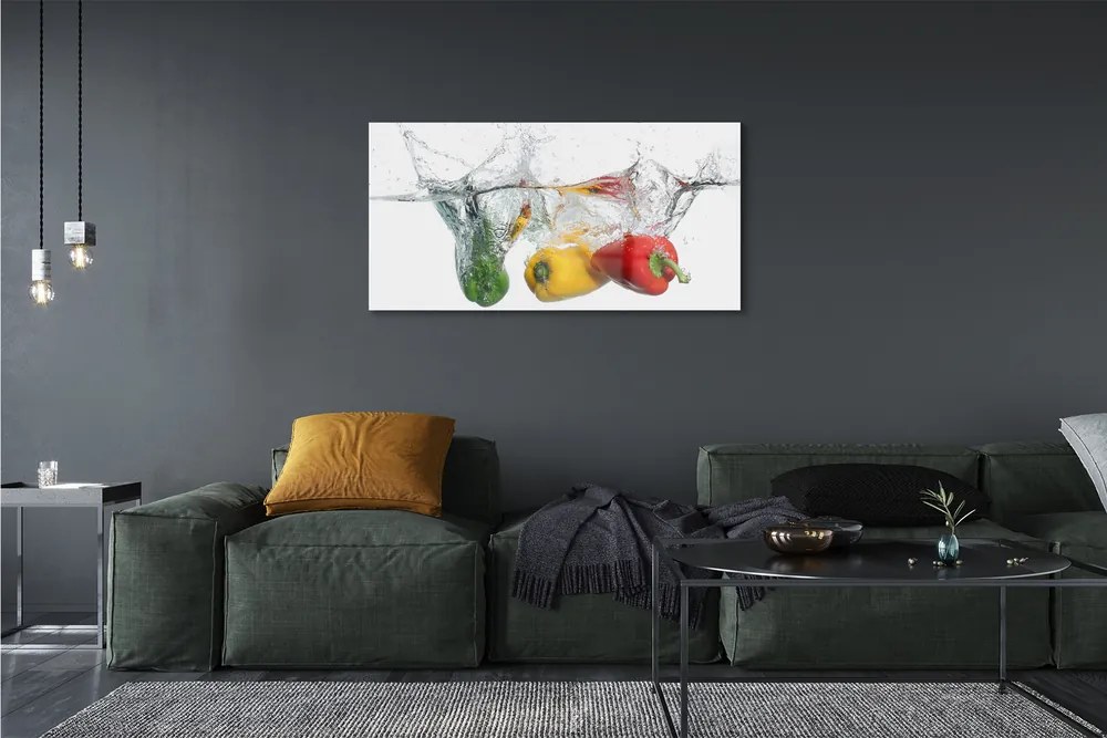Üvegképek Színes paprika vízben 120x60cm