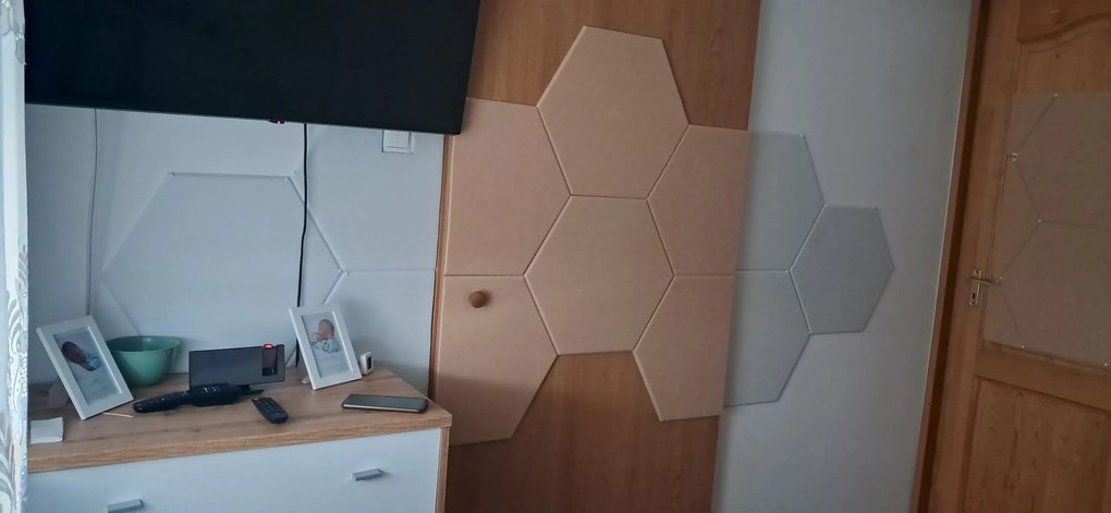 Bilnora extra sűrű Hatszögletű öntapadós hátoldalú filc hangszigetelő panel nappaliba 9mm Vastag 50*50 cm - 01 Fehér , 50x50x0,9cm
