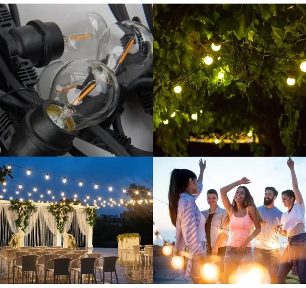 Kültéri dekoratív lánc MIMOSA 10xE27/1,3W/230V IP44 10 m