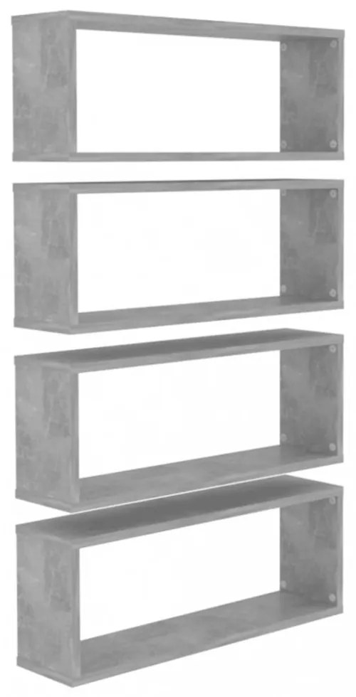 4 db betonszürke szerelt fa négyszögű fali polc 60 x 15 x 23 cm