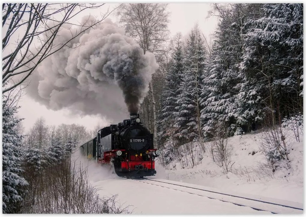 Fotótapéták 312x219 Mozdony téli tájkép