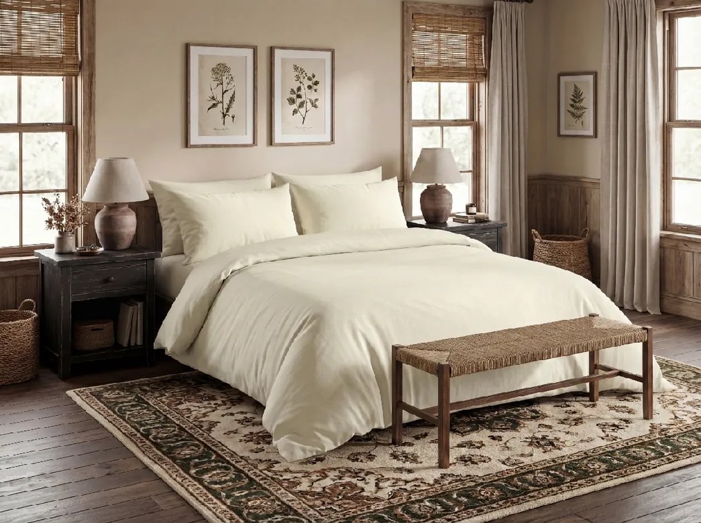 Pamut ágynemű CALMORA világos bézs Ágyneműhuzat mérete: 2 db 70 x 90 cm | 160 x 220 cm