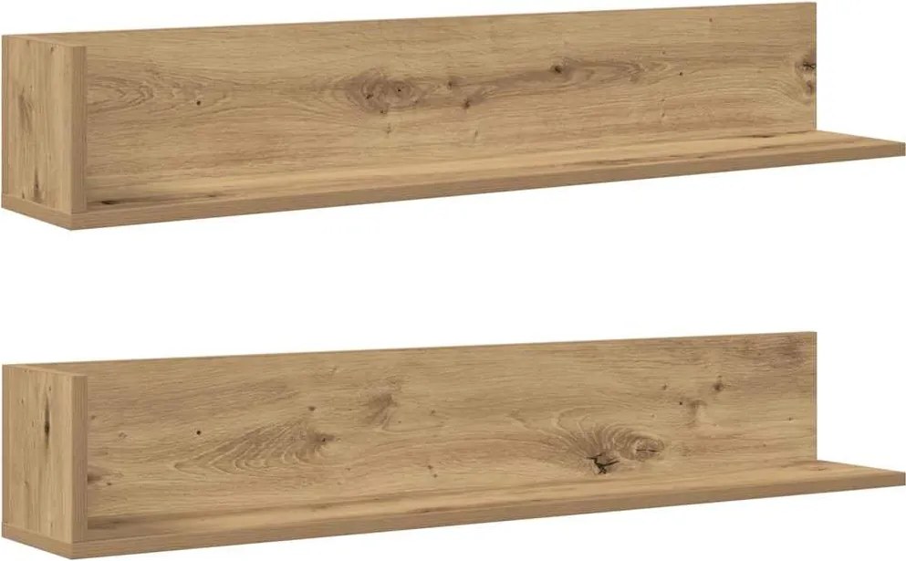 vidaXL 2 db kézműves tölgy színű szerelt fa fali polc 100x16,5x16,5 cm