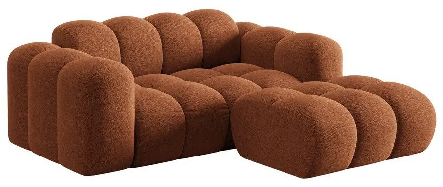 Terrakotta színű zsenília sarokkanapé (jobb oldali-heverő résszel) Treno – Cosmopolitan Design