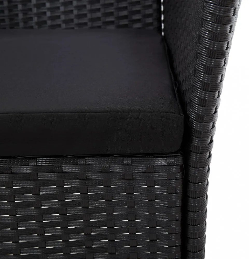 7-részes fekete polyrattan kültéri étkezőgarnitúra párnákkal