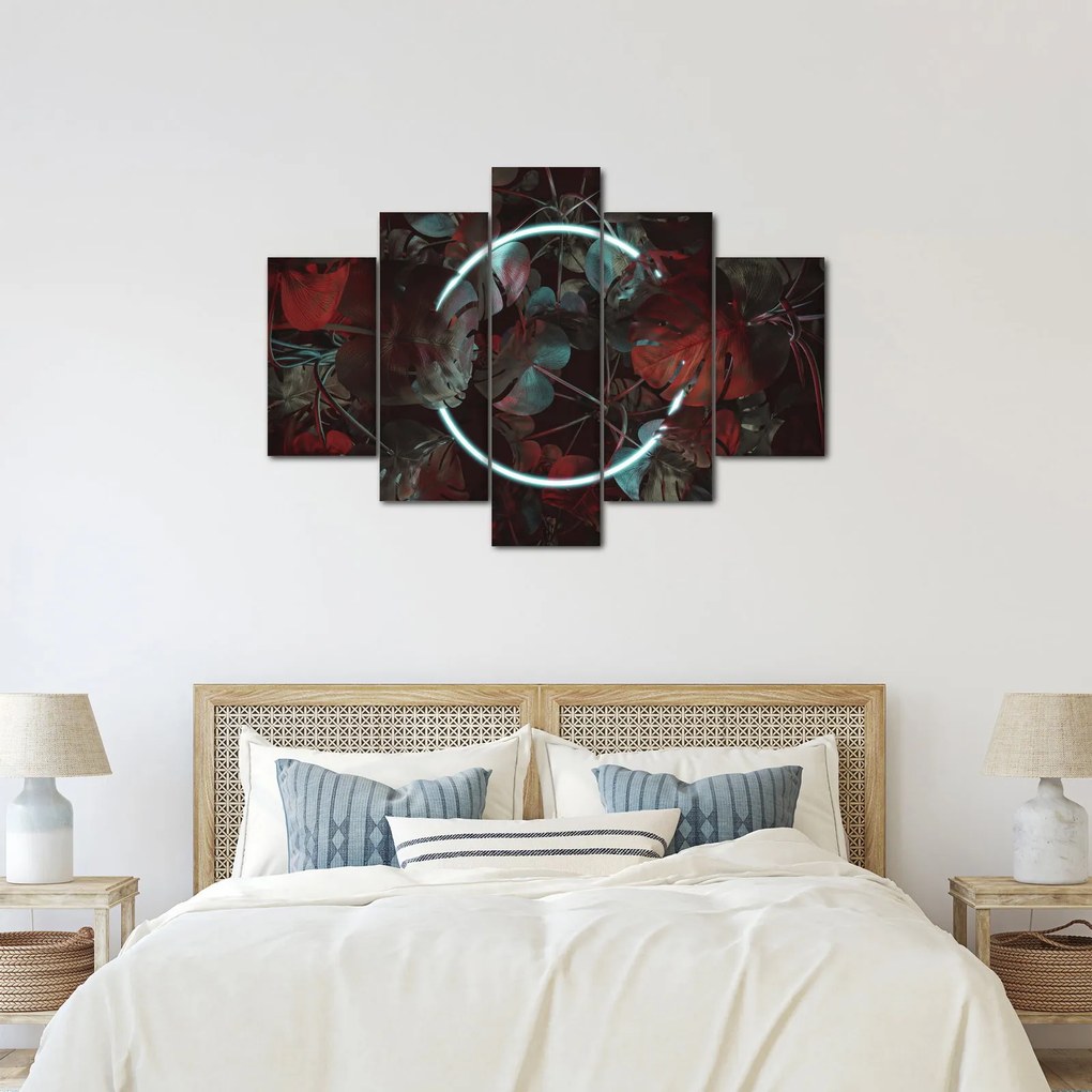 Kép - Neon kör a pálmafák között (150x105 cm)