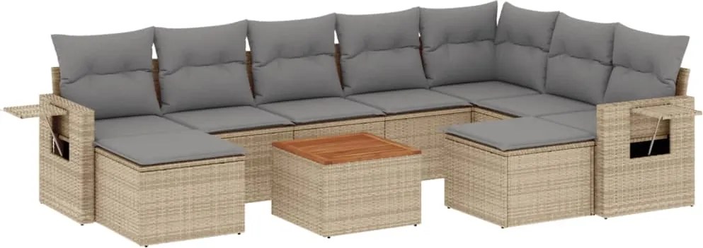 vidaXL 10 részes vegyes bézs polyrattan kerti ülőgarnitúra párnákkal