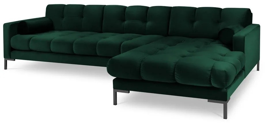 Bali sötétzöld bársony sarokkanapé, jobb oldali - Cosmopolitan Design