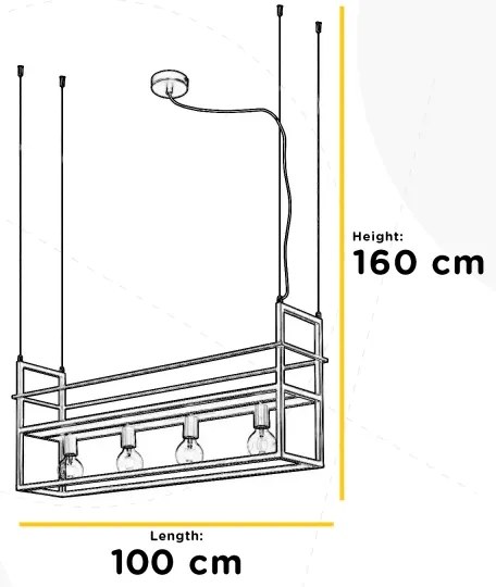 ONLI - Csillár zsinóron polccal JEFFER 4xE27/22W/230V fekete