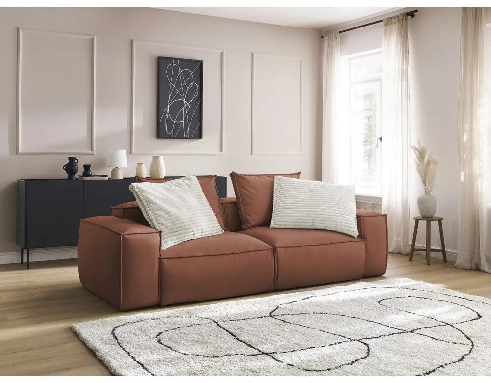 Sötétbarna bőrutánzat kanapé 260 cm Boheme – Bobochic Paris