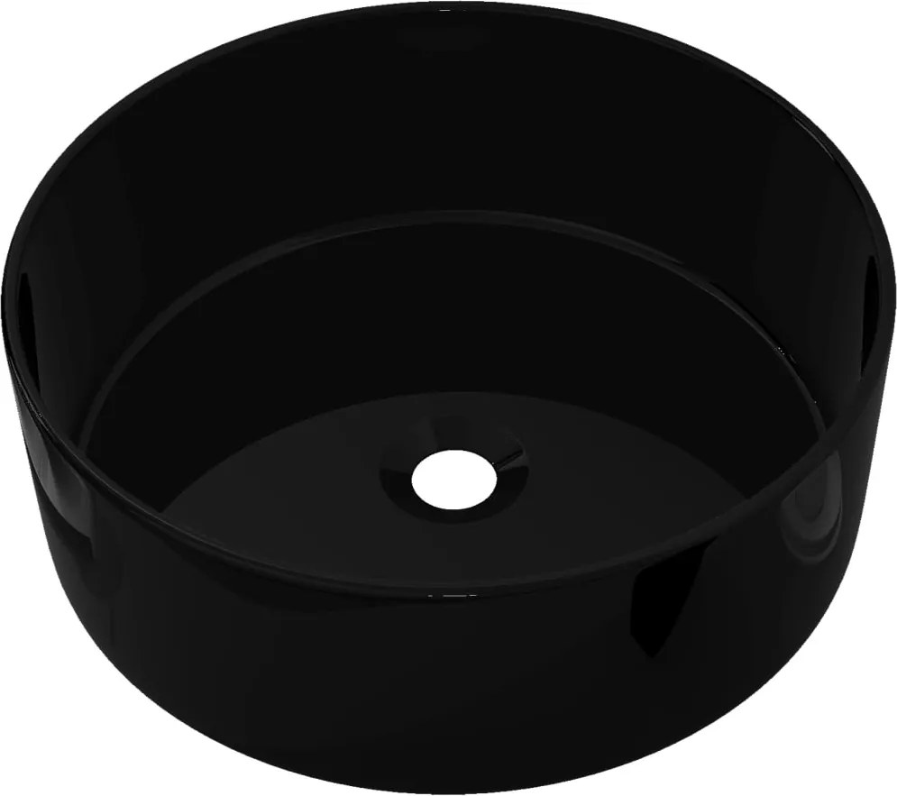 vidaXL kerek, fekete kerámia mosdókagyló 40 x 15 cm